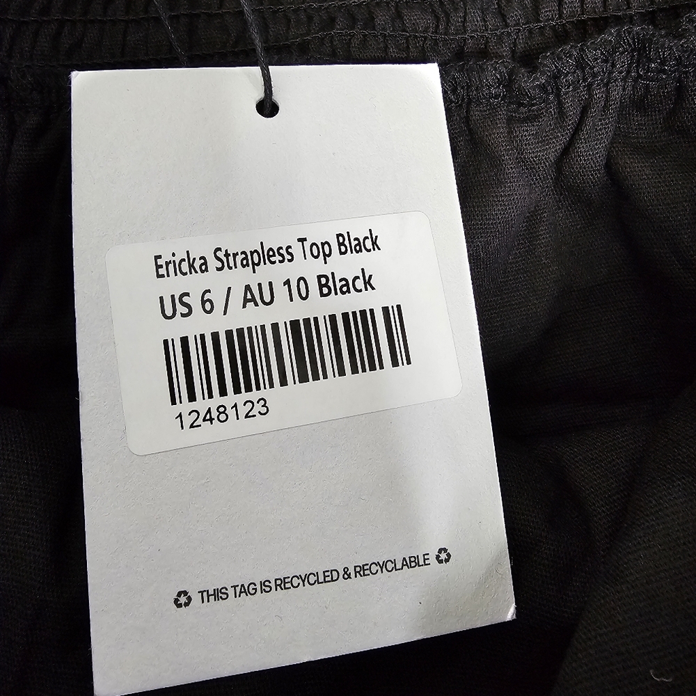 Princess Polly Black Ericka Strapless Top Peplum Pleated Size 6 - Picture 7 of 8